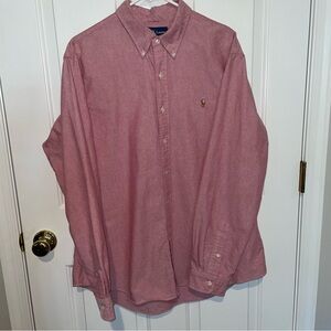 Ralph Lauren Mens XL Flesh Pony Polo Heather Red Long Sleeve Button Down Shirt